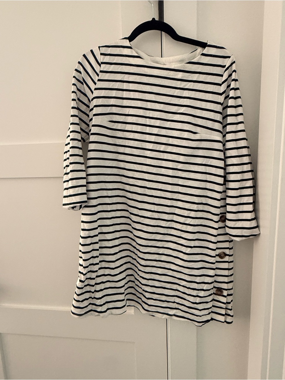 Seraphine Maternity Black & White Striped Cotton Tunic Dress